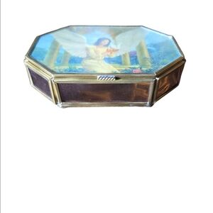 Decorative Angel Jewelry Box with Gold Accents
